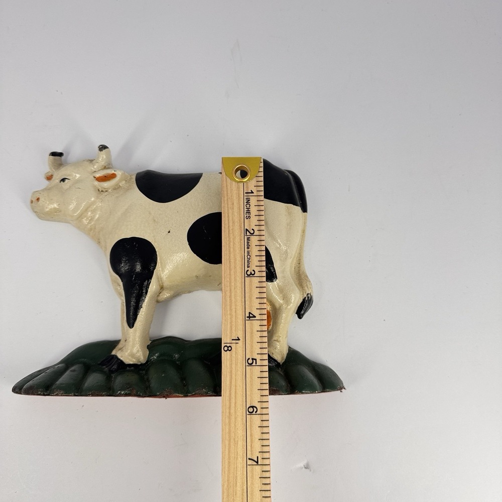 Vintage Cast Iron Cow‎ Farm Animal Figurine Hand Painted Country Decor - Picture 4 of 11